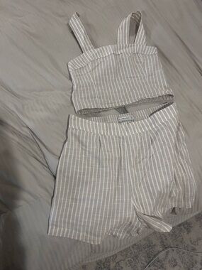 Abercrombie & Fitch Beige and White Striped Two-Piece Set